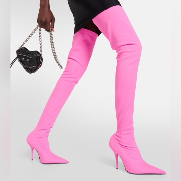 Balenciaga Knife Over the Knee Boots OTK Pink Size 35.5 EU / 5.5 US NIB - Picture 1 of 16